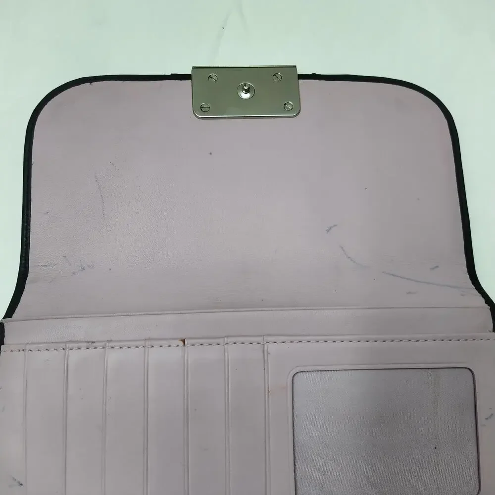 Coach Kristin Black Leather Flap Closure Credit Card ID Window Trifold Wallet - Picture 16 of 16